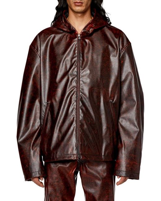 Diesel® DIESEL Ram Hooded Faux Leather Jacket in at 36 Us