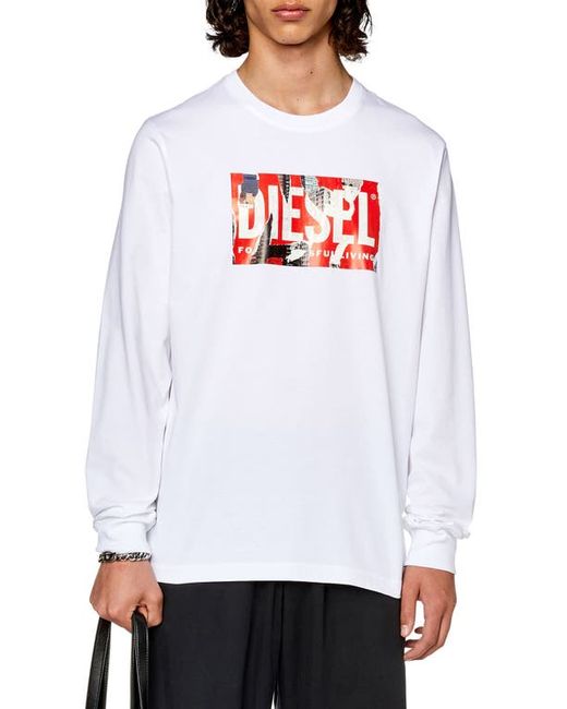 Diesel® DIESEL Long Sleeve Graphic Cotton T-Shirt in at Small