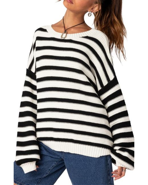 Edikted Oversize Stripe Cotton Sweater in at X-Small