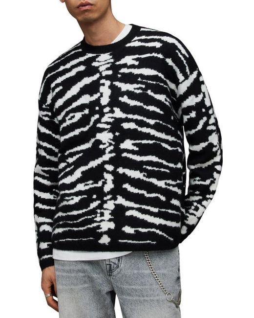 AllSaints Skellicat Crewneck Sweater in Black/Ecru at X-Small