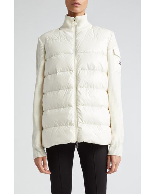 Moncler Quilted Nylon Wool Knit Cardigan in at Xx-Small