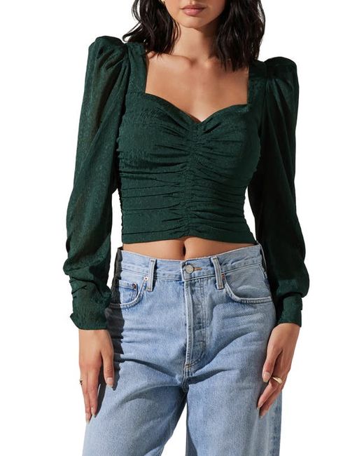 ASTR the Label Ruched Puff Shoulder Crop Top in at X-Small
