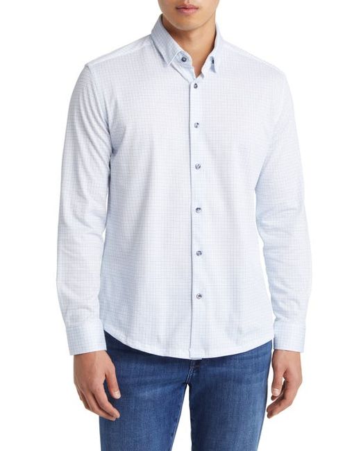 Stone Rose Windowpane Check Dry Touch Performance Button-Up Shirt in at Small