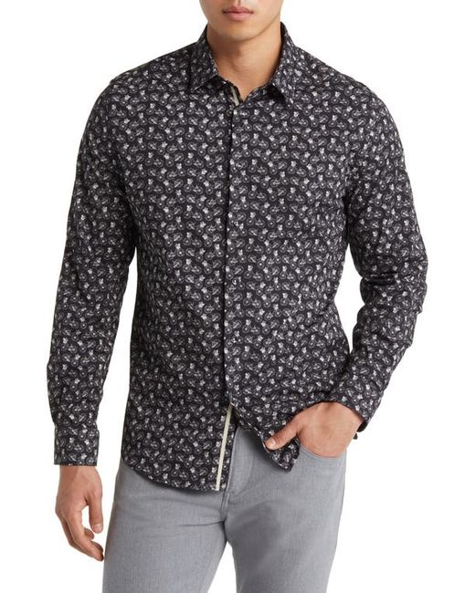 Stone Rose Bicycle Print Stretch Cotton Button-Up Shirt in at Small
