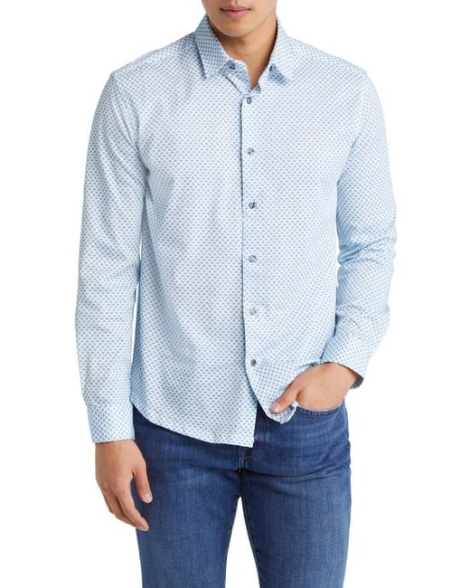 Stone Rose Knot Geo Dry Touch Performance Jersey Button-Up Shirt in at Small