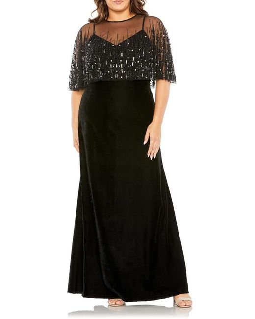 Fabulouss By Mac Duggal Velvet Capelet Gown in at 14W
