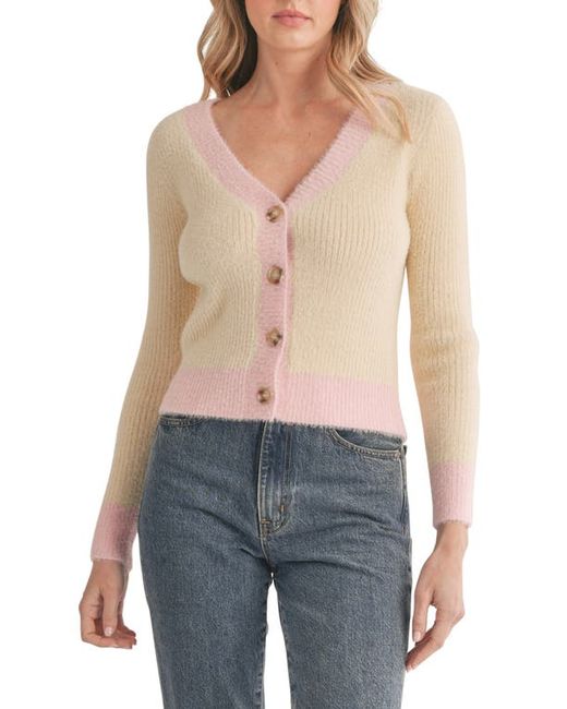 All In Favor Colorblock Crop Cardigan in at X-Small