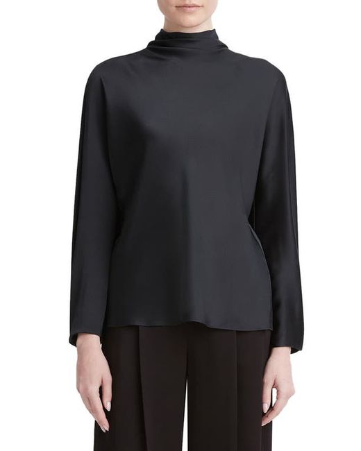 Vince Draped Funnel Neck Silk Top in at Xx-Small