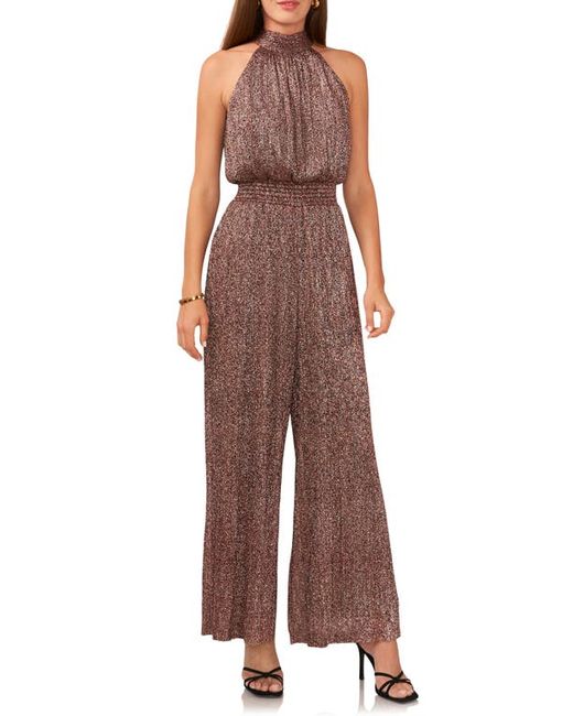 Vince Camuto Metallic Smocked Waist Wide Leg Jumpsuit in at Xx-Small