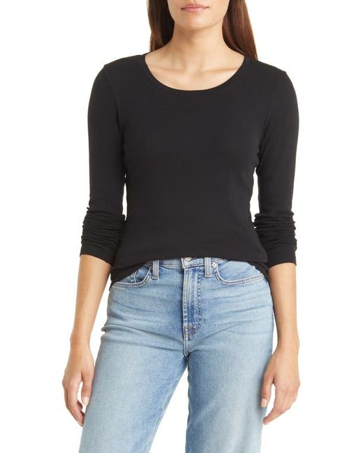 CaslonR caslonr Scoop Neck Long Sleeve Cotton Knit Top in at Large