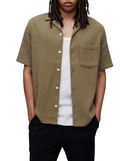 AllSaints Eularia Textured Camp Shirt in at Small