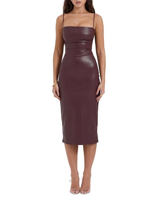 House Of Cb Jalena Lace-Up Back Faux Leather Cocktail Dress in at X-Small