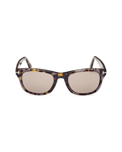 Tom Ford Kendel 54mm Square Sunglasses in Grey Havana Roviex Mirror at