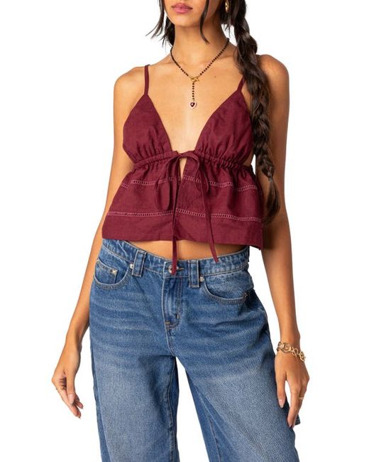 Edikted Candy Tie Front Crop Camisole in at X-Small