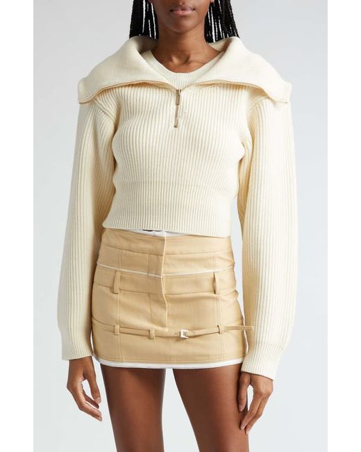 Jacquemus Risoul Merino Wool Layered Crop Sweater in at