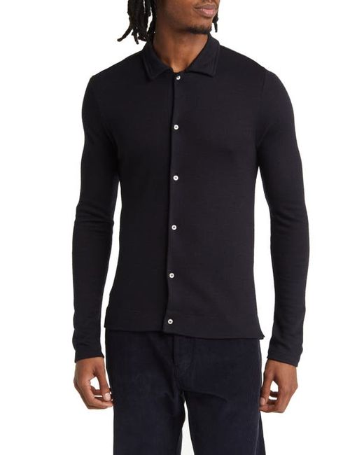 Officine Generale Brent Knit Wool Button-Up Shirt in at