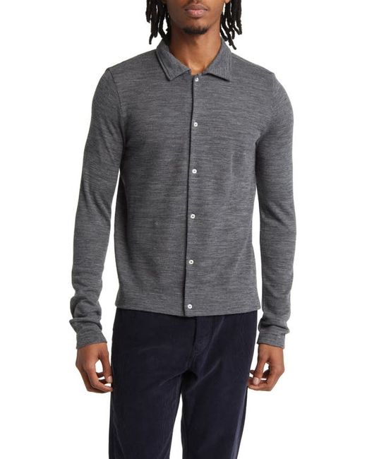 Officine Generale Brent Knit Wool Button-Up Shirt in at Medium