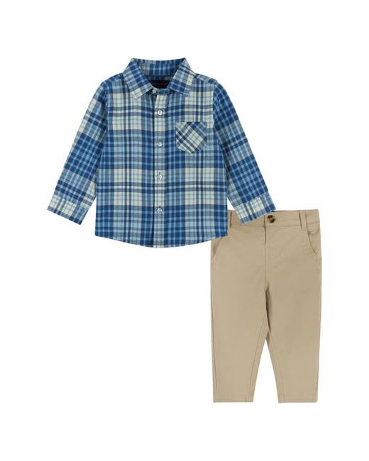 Andy & Evan Plaid Button-Up Shirt Pants Set in at 9-12M