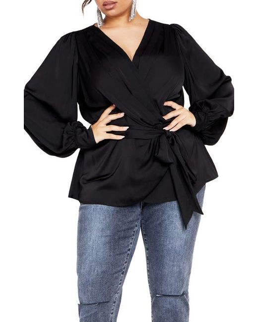City Chic Opulent Faux Wrap Top in at