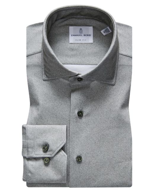 Emanuel Berg 4Flex Slim Fit Heathered Knit Button-Up Shirt in at Large