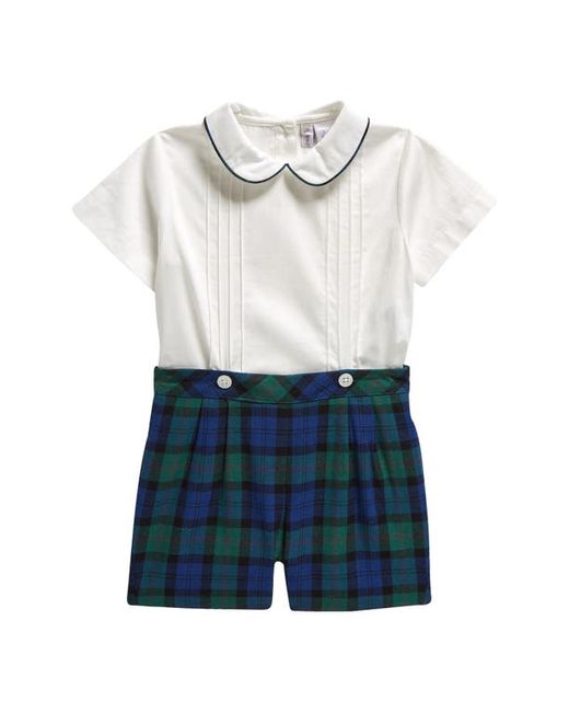 Rachel Riley Piped Cotton Button-Up Shirt Tartan Shorts Set in at 6M