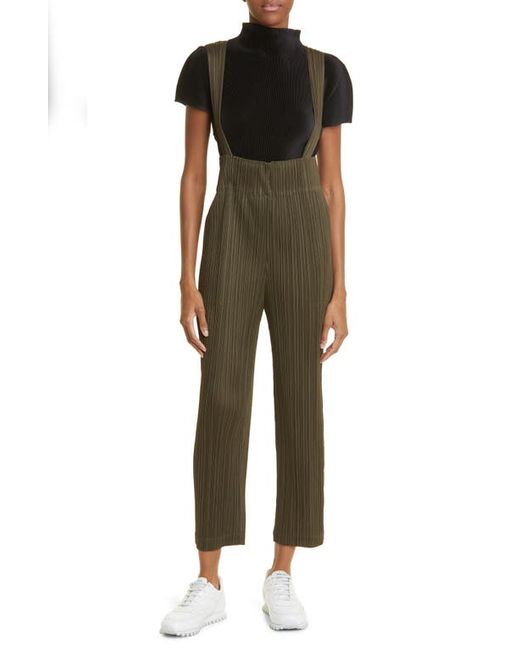 Pleats Please By Issey Miyake Monthly Colors September Pleated Crop Overalls in at 4