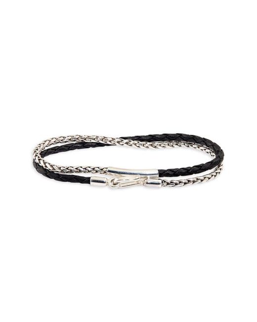 Caputo & Co. Caputo Co. Braided Sterling Silver Leather Double Wrap Bracelet in at