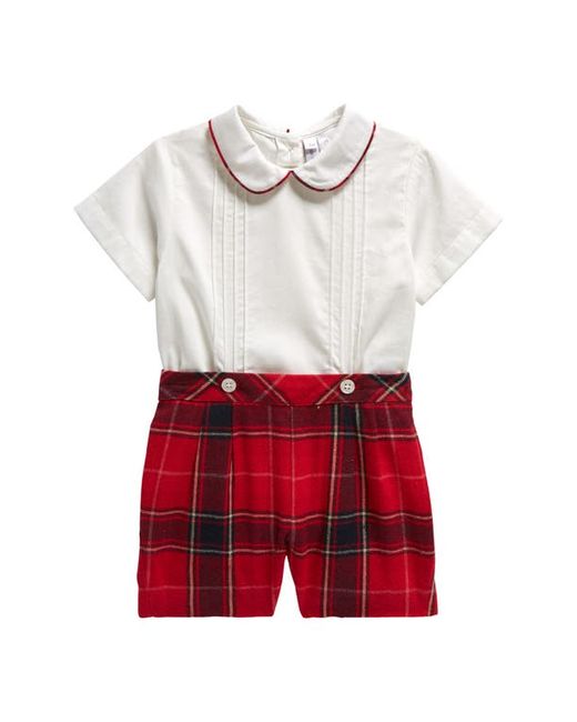 Rachel Riley Piped Cotton Button-Up Shirt Tartan Shorts Set in at 12M
