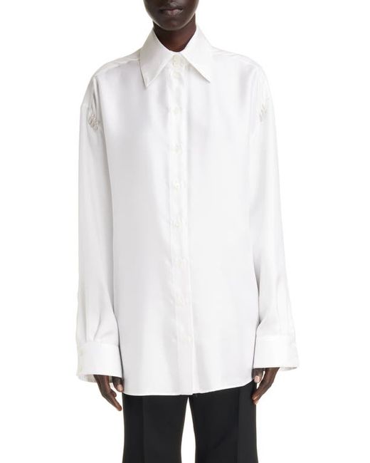 Givenchy Oversize Charm Detail Silk Button-Up Shirt in at 2 Us