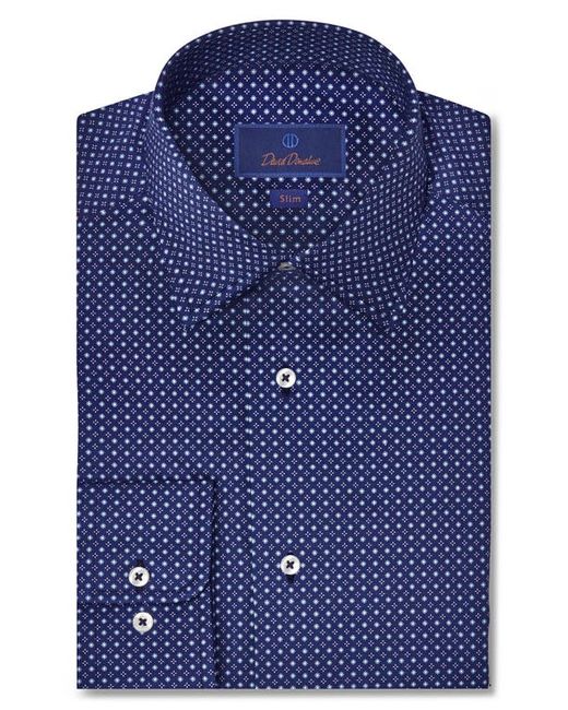David Donahue Slim Fit Floral Medallion Twill Dress Shirt in at 15 34
