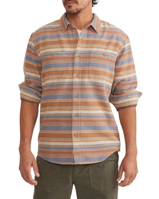Marine Layer Stripe Cotton Wool Button-Up Shirt in at Small