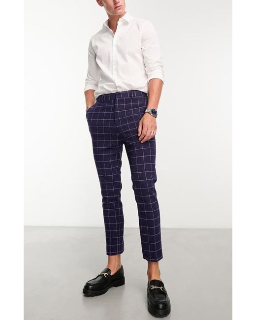 Asos Design Windowpane Tapered Smart Trousers in at 28 X 32