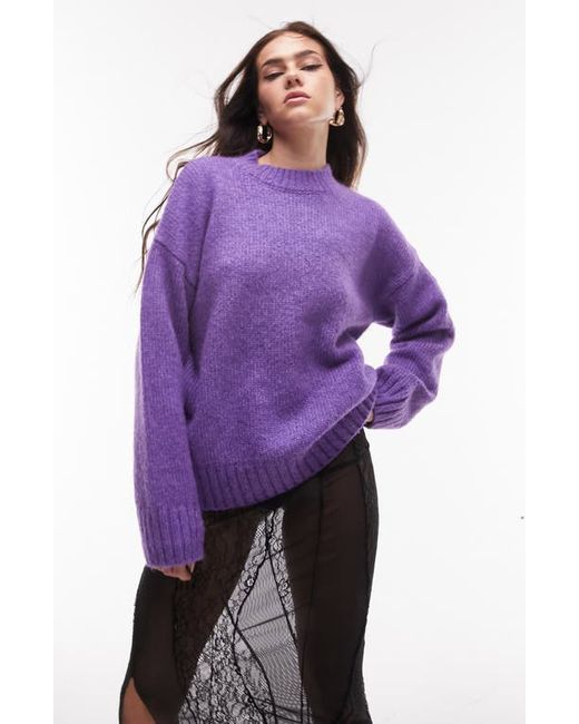 TopShop Cable Knit Crewneck Sweater in at