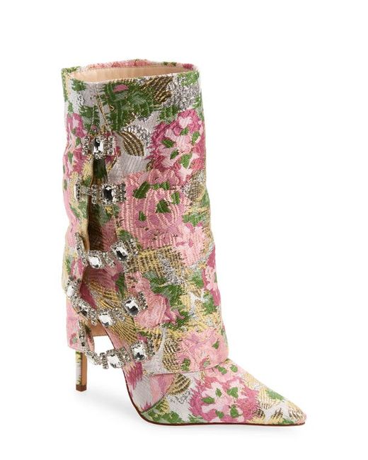 Azalea Wang Tilley Floral Jacquard Pointed Toe Bootie in at 6