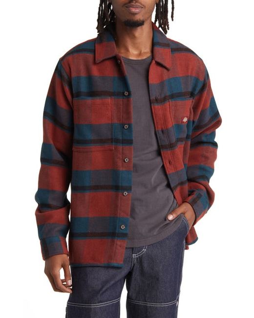 Dickies Coaling Plaid Flannel Button-Up Overshirt in at Small