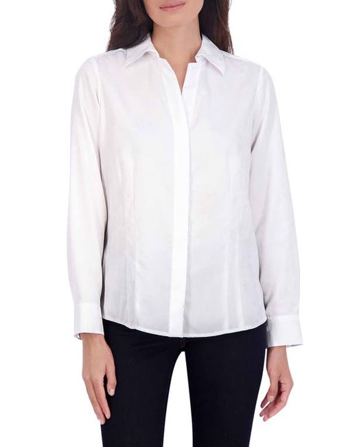 Foxcroft Taylor Cotton Blend Button-Up Shirt in at 2