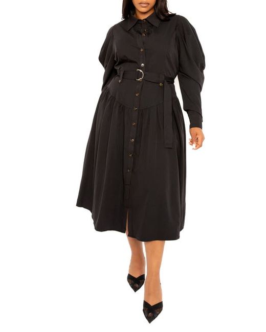 Buxom Couture Long Sleeve Midi Shirtdress in at