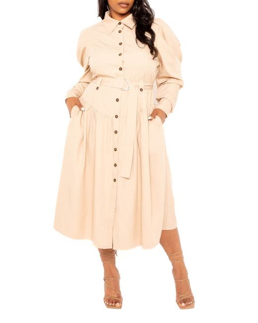 Buxom Couture Long Sleeve Midi Shirtdress in at