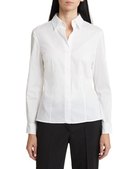 Boss Bashinah Cotton Blend Button-Up Blouse in at 0