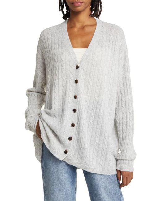 Reformation Giusta Cable Knit Oversize Cashmere Cardigan in at