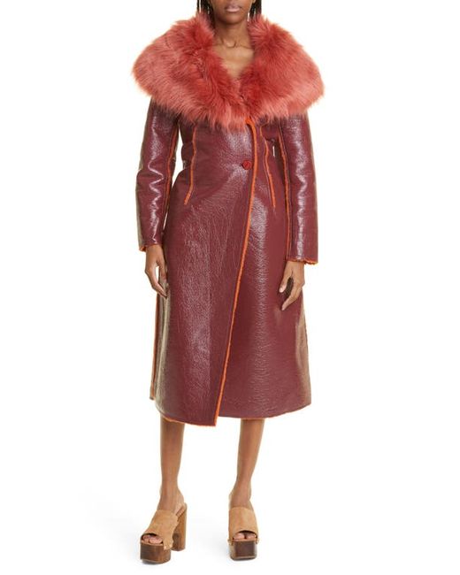 Cult Gaia Elaine Faux Fur Collar Leather Jacket in at Small