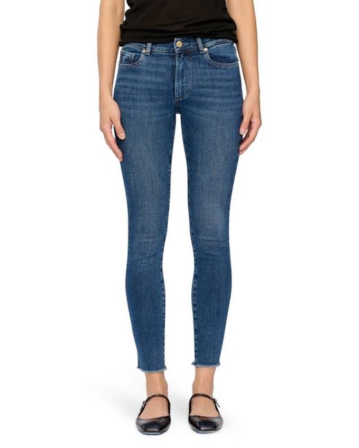 Dl1961 Florence Instasculpt Frayed Ankle Mid Rise Skinny Jeans in at 23