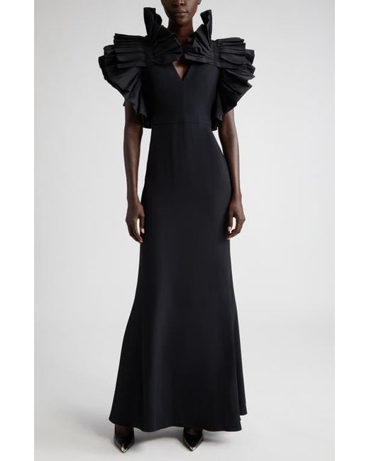 Alexander McQueen Exaggerated Ruffle Faille Crepe Column Gown in at 0 Us