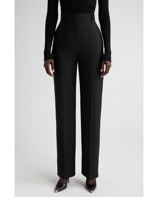Alexander McQueen Relaxed High Waist Wide Leg Wool Trousers in at 0 Us