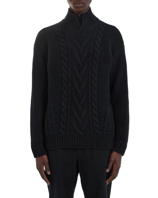Z Zegna Cable Stitch Split Turtleneck Cashmere Sweater in at Small