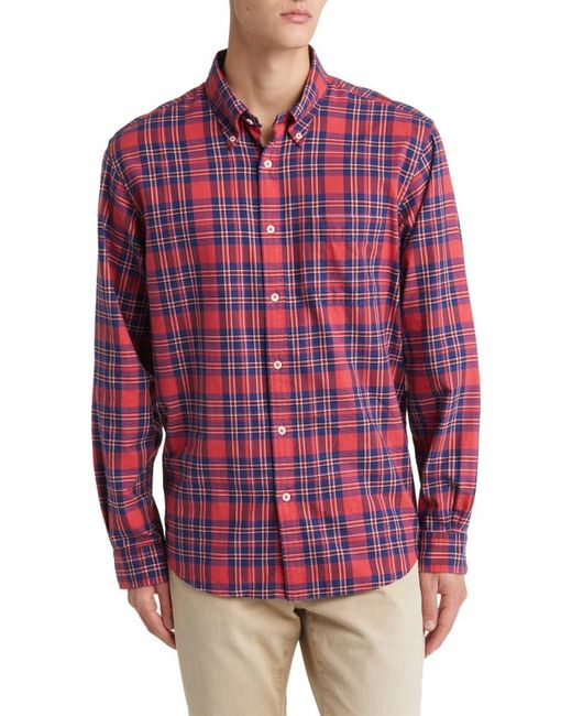 Brooks Brothers Plaid Brushed Cotton Wool Flannel Button-Down Shirt in at