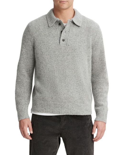 Vince Donegal Tweed Cashmere Polo Sweater in at
