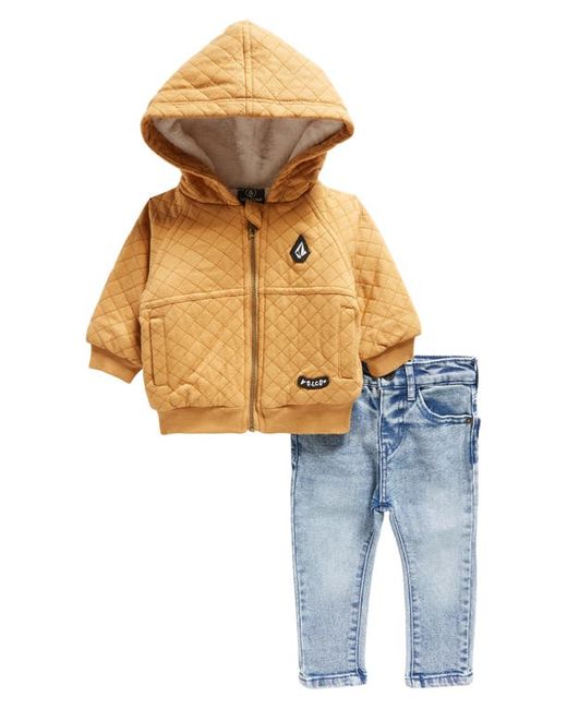 Volcom Quilted Cotton Hooded Jacket Denim Jeans Set in at
