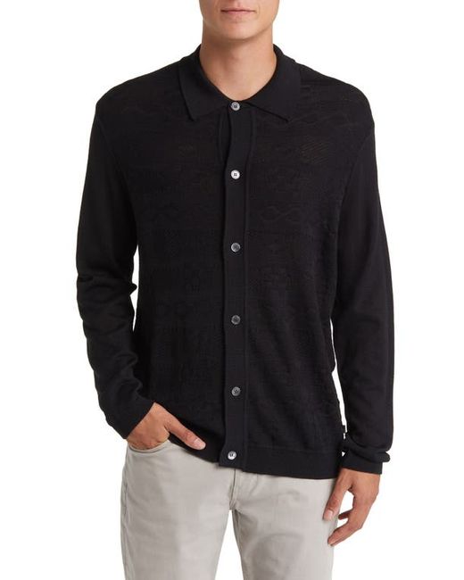 Nn07 Thor 6587 Jacquard Wool Blend Button-Up Polo Sweater in at