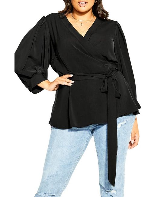 City Chic Sultry Wrap Top in at
